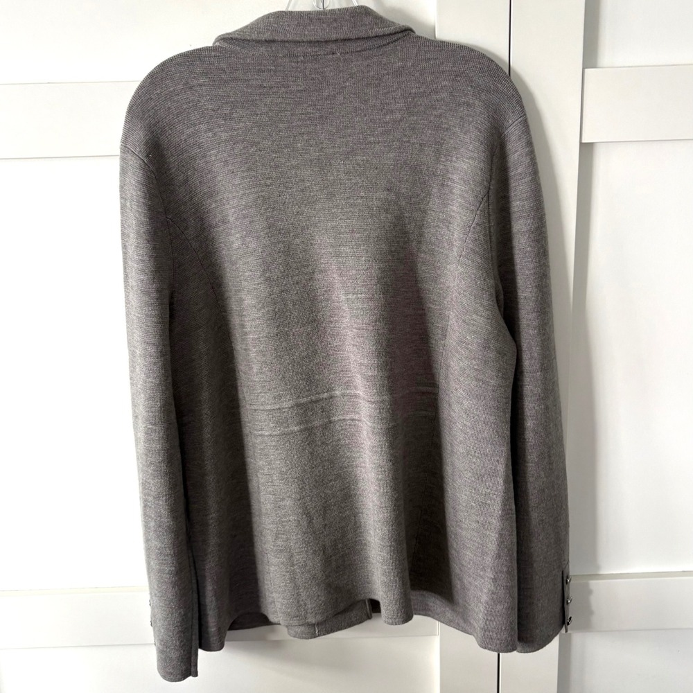 Talbots Women's Grey 100% Merino Wool Unstructured Blazer in Size XL - Picture 2 of 11